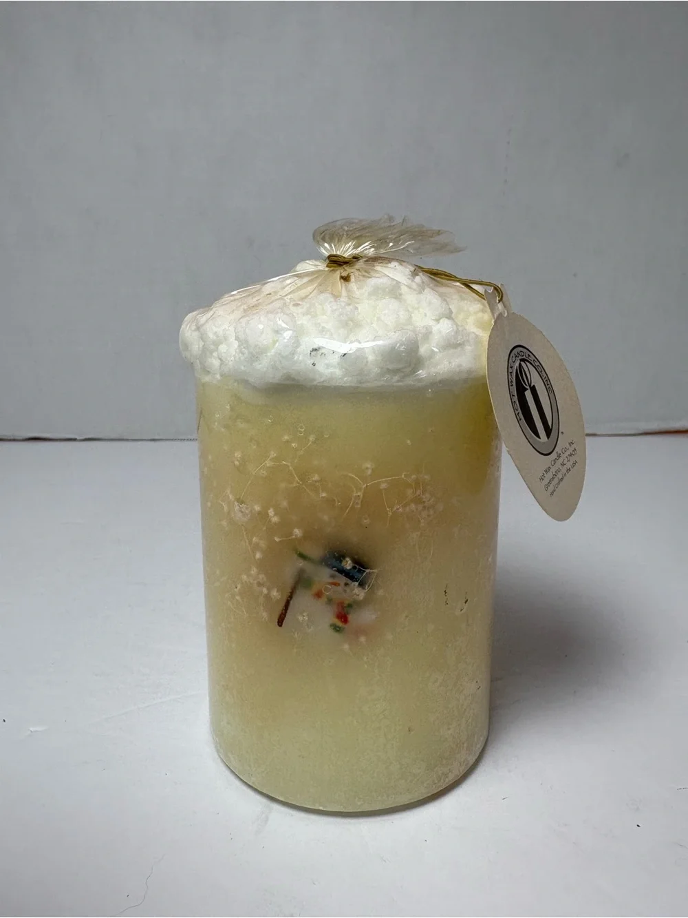 Hot Wax Candle Co Snowman Holiday Botanical Pillar Candle NWT